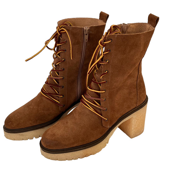Free people Dylan Lace up boots Chunky Heel Women Size US10/EU40 - Picture 6 of 14